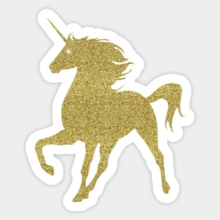 Gold Faux Glitter Magical Unicorn Sticker